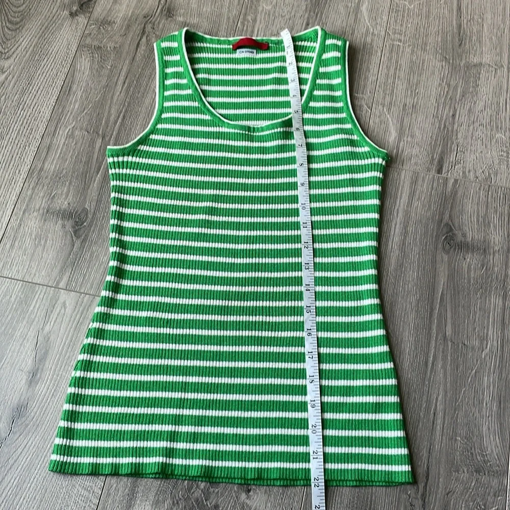 Green & Whit Striped  Sweater Ribbed  Tank . - Picture 5 of 7